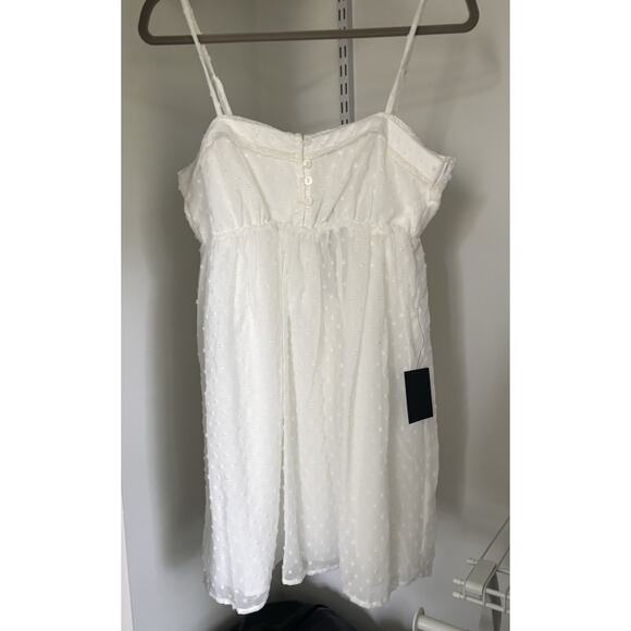 NWT Lulus White Swiss Dot Babydoll Mini Dress Women’s Small - Picture 6 of 10